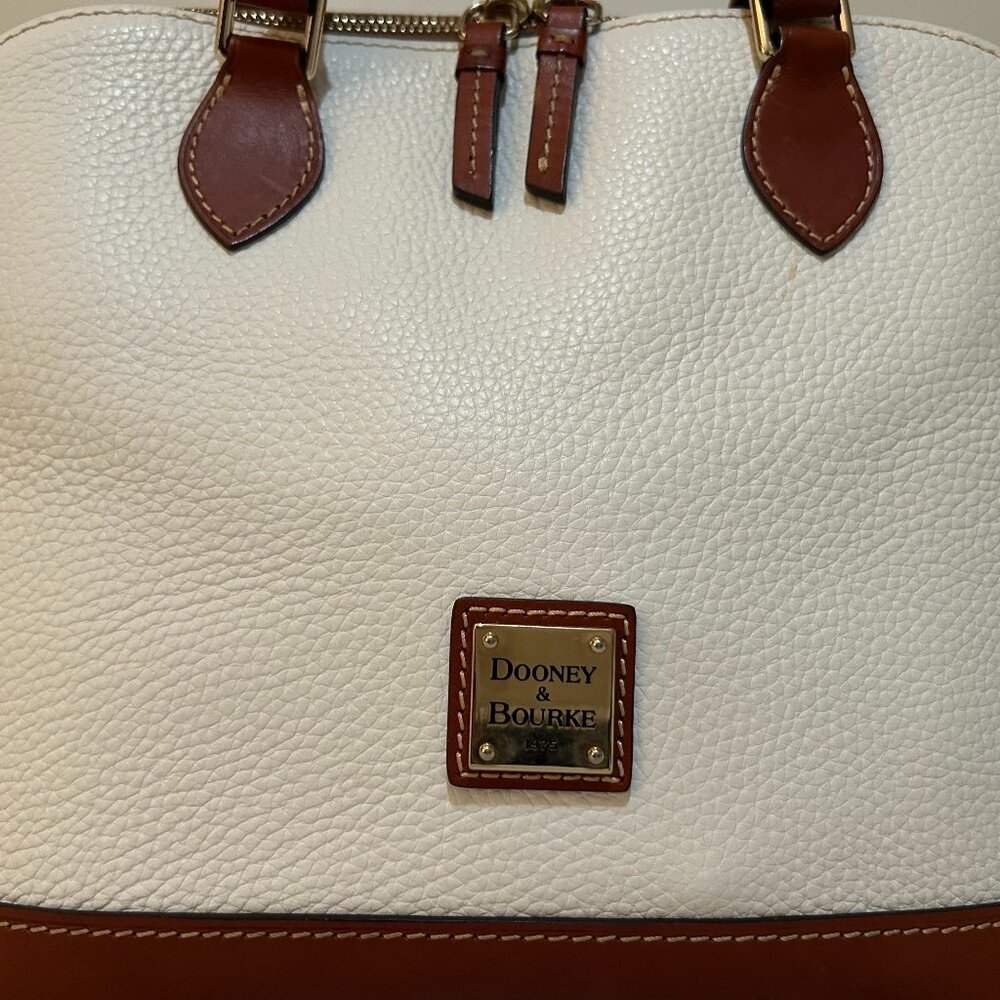 Dooney & Bourke Pebble Grain White Zip Zip Satchel